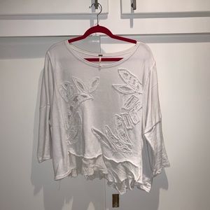 Free People Floral Mesh Accent Sweatshirt